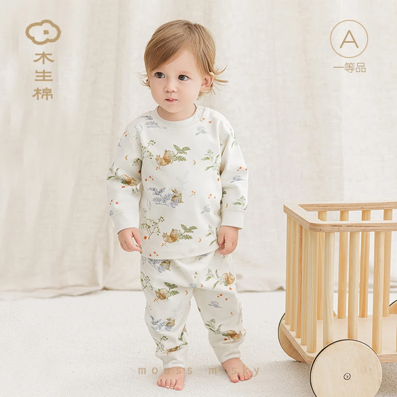 木生棉婴幼儿睡秋衣秋裤家居服男女宝宝冬季保暖打底内衣两件套装