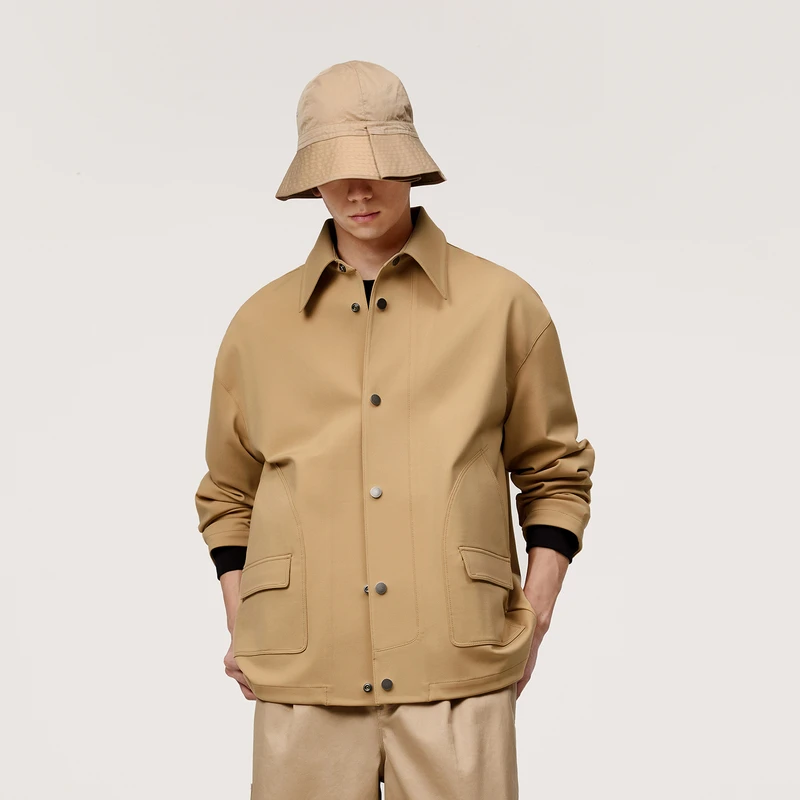 速写男装春新品夹克宽松翻领长袖休闲男士外套复古宽松9O2610610