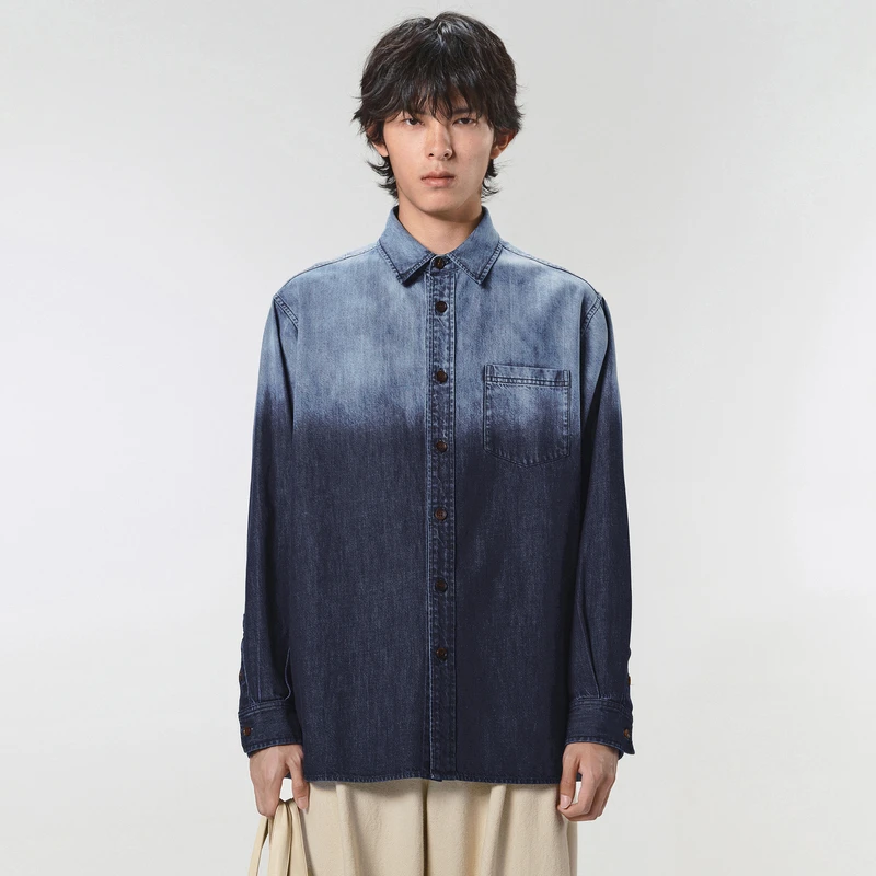 【商场同款】速写男装2022秋新品衬衣个性渐变宽松长袖9M9210900