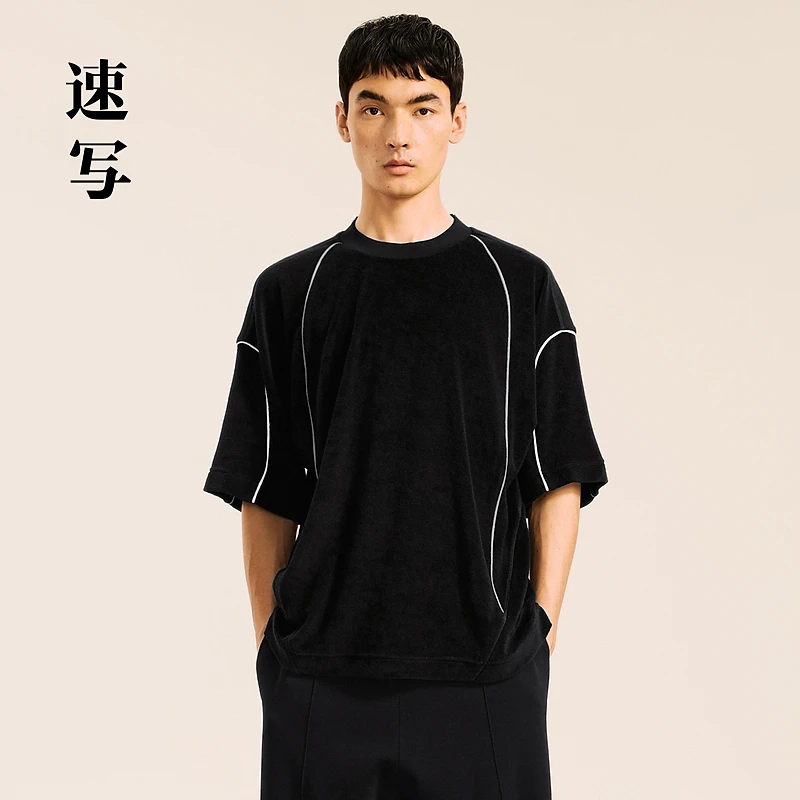 速写男装秋新款T恤圆领短袖休闲宽松套头男士夏季短袖9O7112700