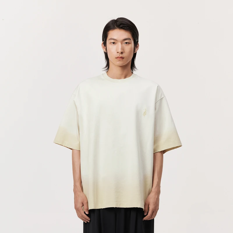 速写男装夏新品T恤微弹OVERSIZE短袖潮渐变休闲宽松男生9O5113500