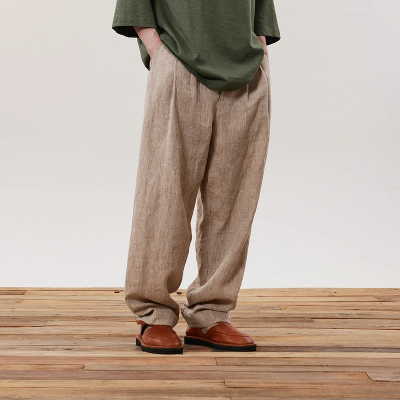 速写男装夏季新品休闲裤宽松直筒裤舒适优雅时尚设计感9O5E13990