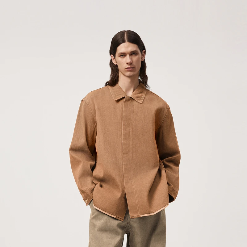 速写男装春新品舒适柔软美拉德日系衬衫复古男士衬衣男9O2213360