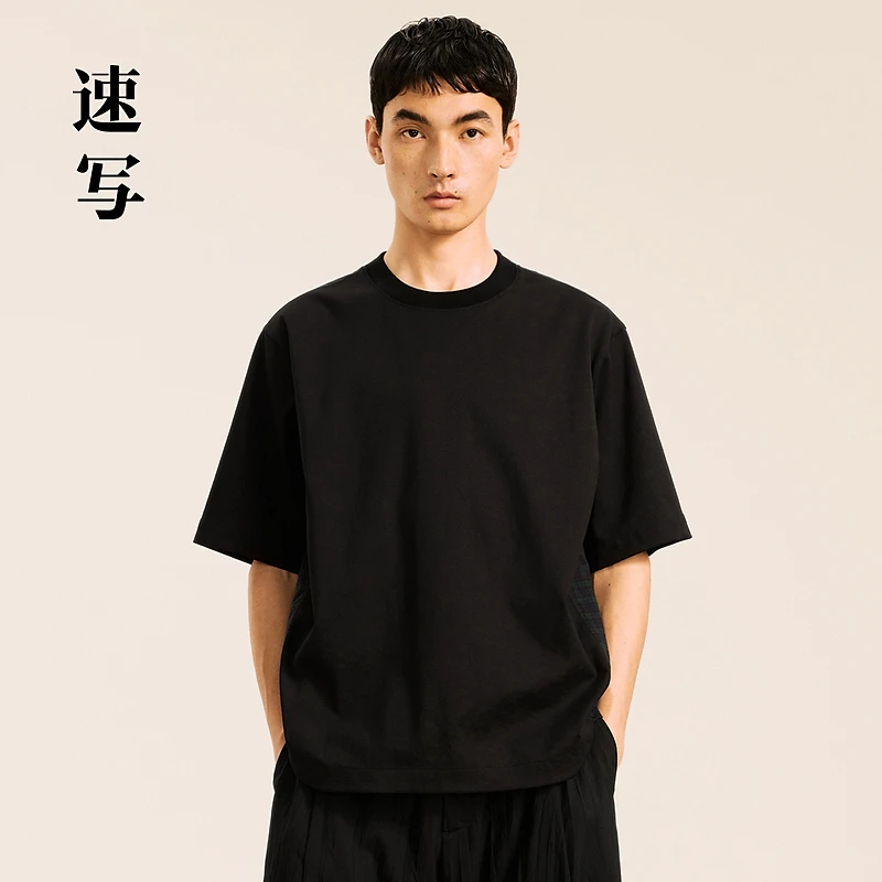 速写男装秋新款T恤圆领中袖宽松舒适9O7113570