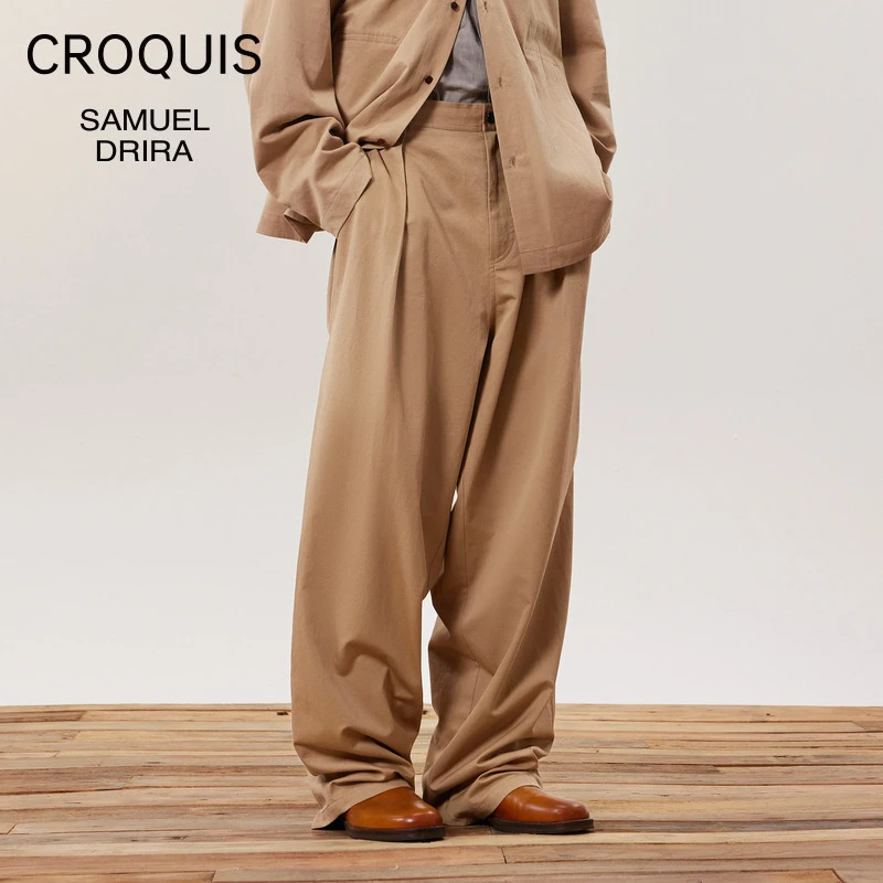 速写男装春夏新品休闲裤宽松直筒舒适潮松弛感时尚复古9O2E13980