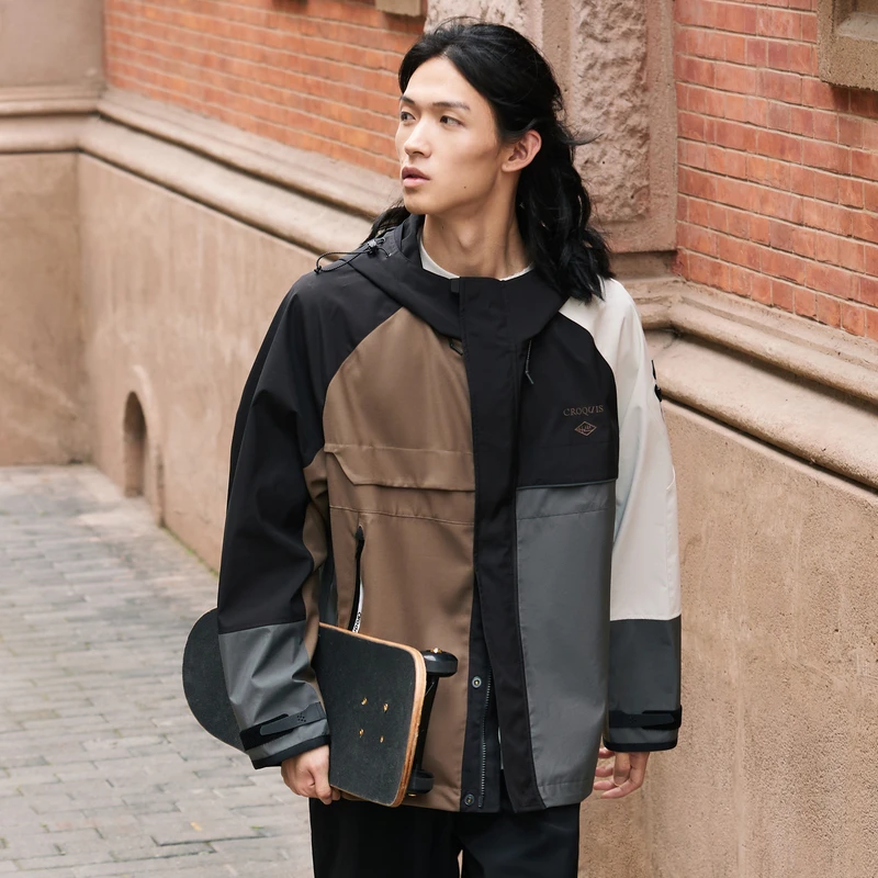 速写男装秋新品户外夹克宽松拼接外套男撞色复古美式男9N9611270