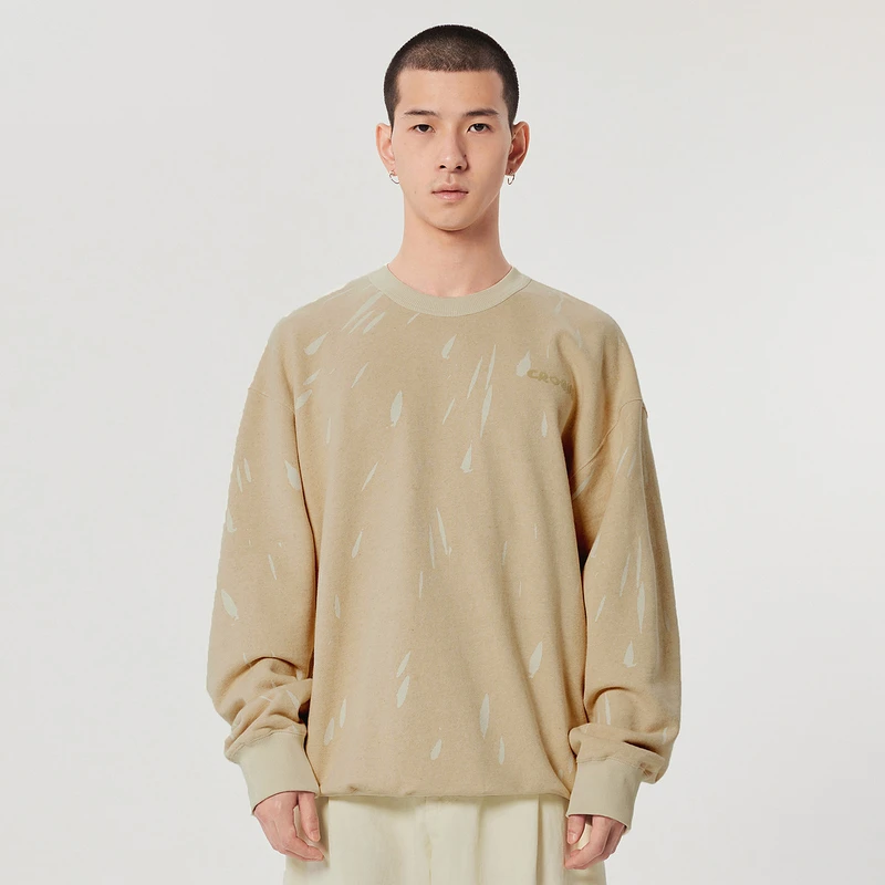 速写男装春新品卫衣印花宽松套头圆领日系文艺百搭休闲9N3412350