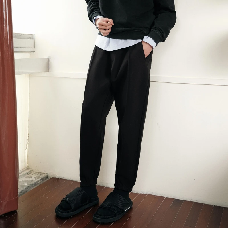 速写男装春夏新品长裤宽松锥形休闲时髦时尚百搭纯色男9N1E13150