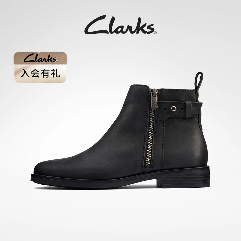 Clarks其乐女鞋秋冬经典时尚切尔西靴柔软搭扣短靴时装靴女复古