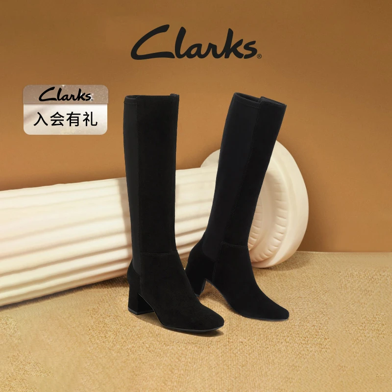 【小水】Clarks其乐女鞋纯粹系列秋冬女款瘦瘦靴长筒拼接高跟时装靴