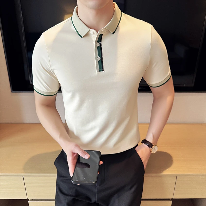 网红同款2024夏季新款织带爆款高级感短袖T恤帅气时尚翻领Polo衫