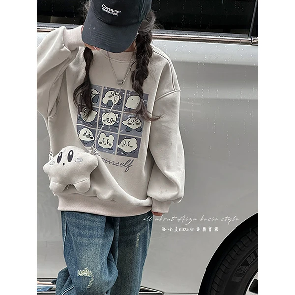 K25312韩国童装女童卫衣秋冬装儿童加绒加厚上衣2025新款大童时髦