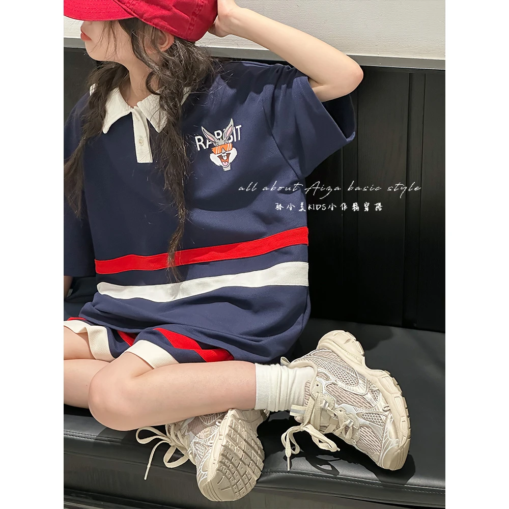 K23370女童套装夏装儿童运动短袖两件套2025夏季新款洋气时髦网红