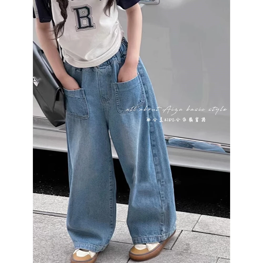 K24012韩国原创童装女童牛仔裤2025夏装薄款裤子儿童新款洋气长裤
