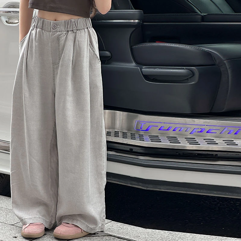 K25928垂感女童牛仔裤儿童裤子2025夏季新款宽松直筒裤休闲裤薄款