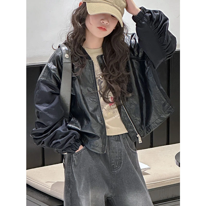 K27168孙小美女童外套2025春秋装新款儿童短款上衣女孩衣服潮