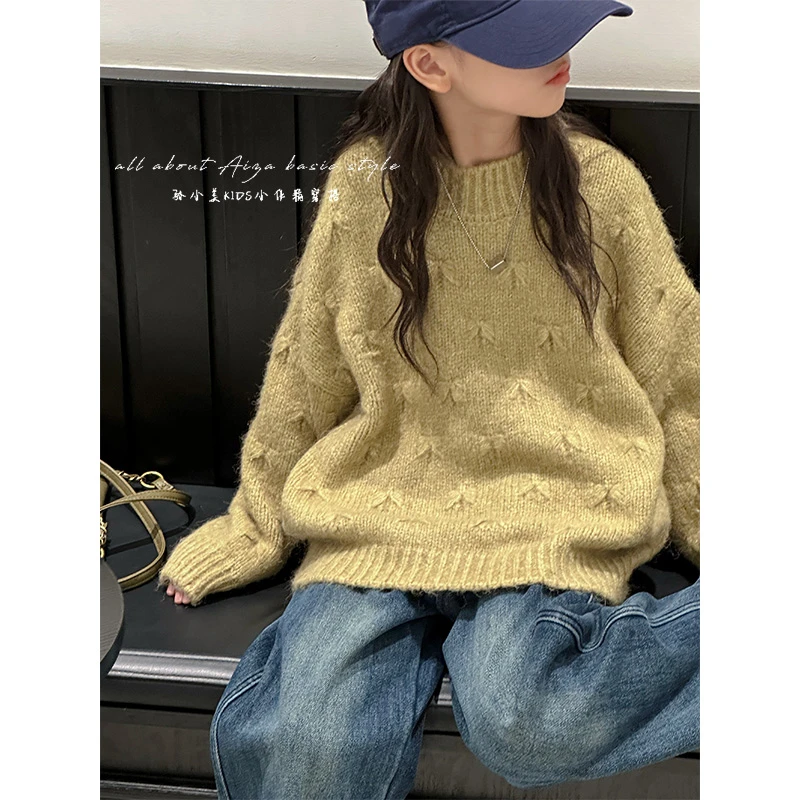 k25067韩国童装女童冬季毛衣儿童打底衫秋冬款女大童线衣针织上衣