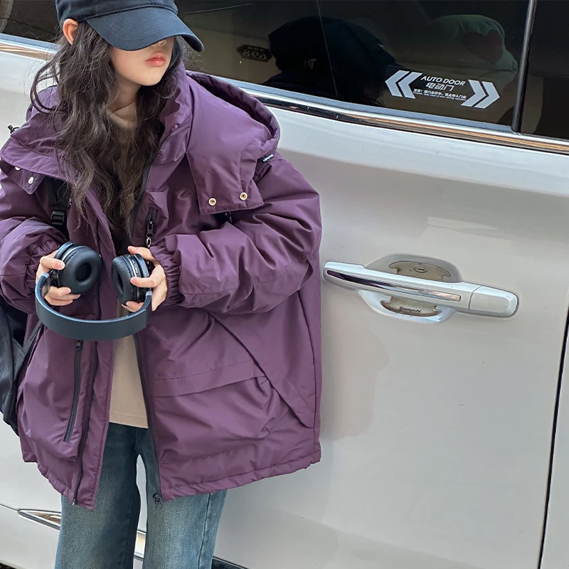 K25413童装女童防寒绒服儿童工装外套2025冬装女孩加厚上衣潮洋气