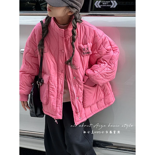 K25228女大童棉服袄儿童夹棉加厚外套秋冬装2025新款时髦保暖棉衣
