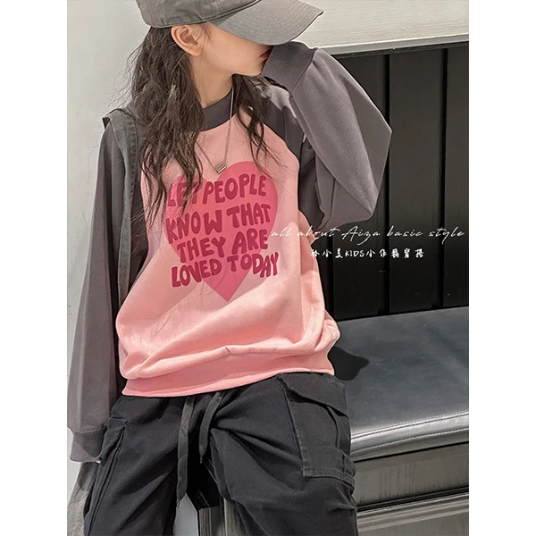 K23156韩国童装女童卫衣2025春秋新款儿童上衣女大童时髦网红春装