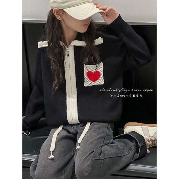 K25147韩国童装女童针织开衫秋冬装新款洋气儿童加厚毛衣外套上衣