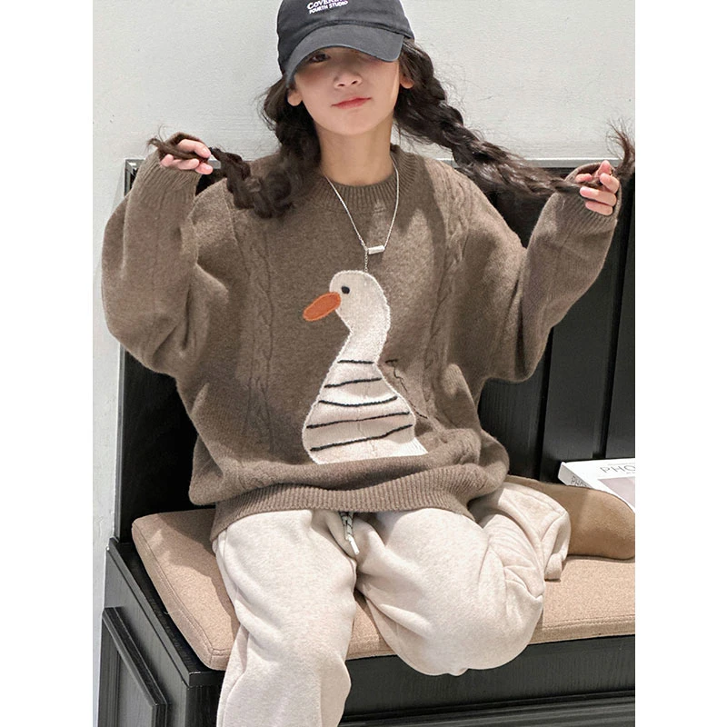 K27903女童100%羊毛衫秋冬装新款儿童加厚保暖针织衫大童上衣保暖