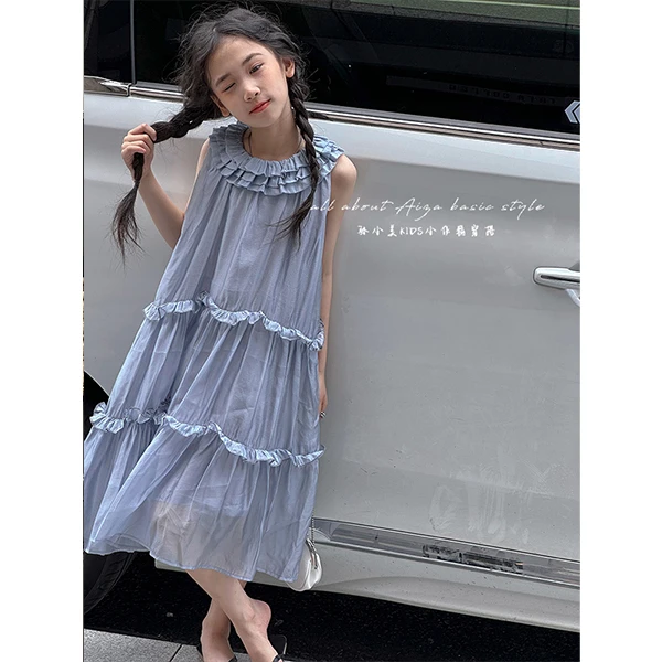 K24150韩国高端女童连衣裙无袖背心裙2025夏装新款洋气女孩小裙子