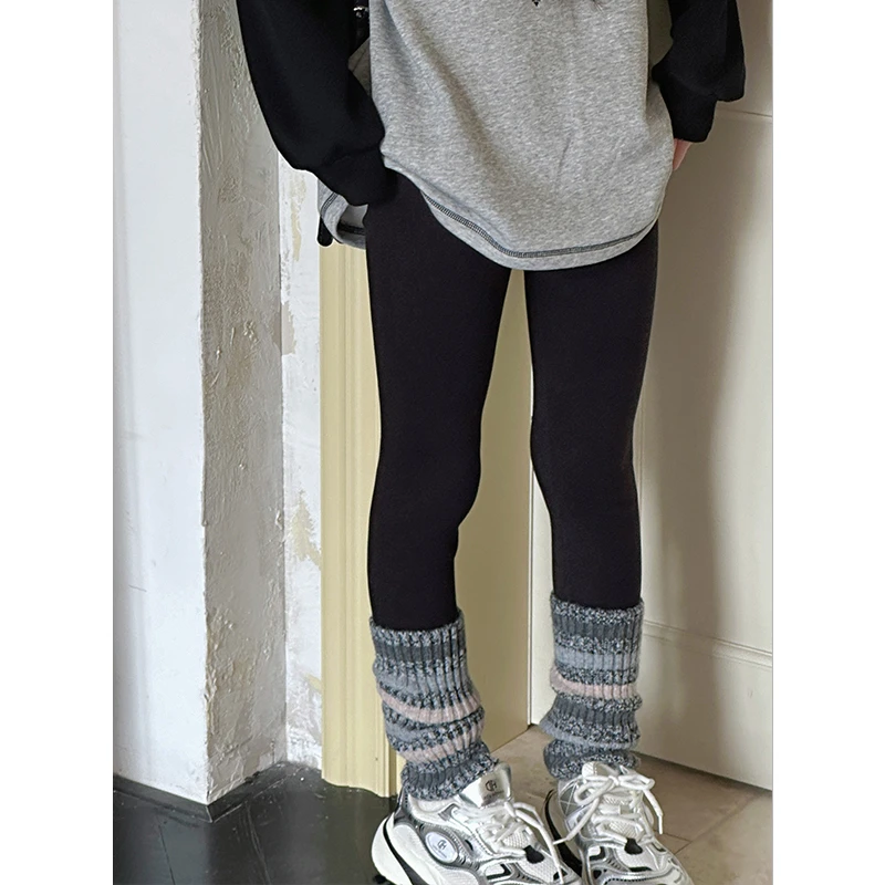 K27747拼接袜套女童打底衫加绒加厚裤子儿童冬季铅笔裤2025秋冬装