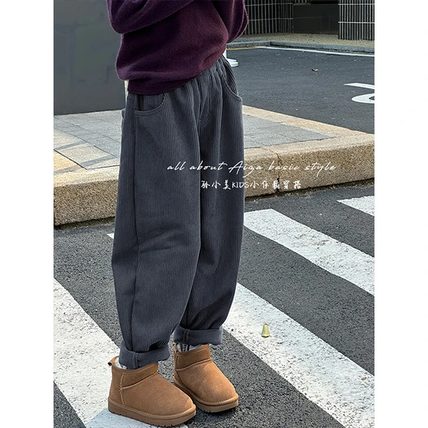 k20395灯芯绒女童休闲裤儿童加绒加厚裤子2025秋冬韩版新款女大童