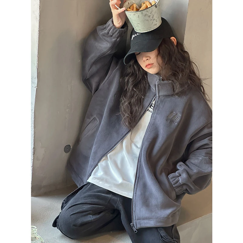 K27267孙小美KIDS女童摇粒绒外套2024秋冬装新款儿童毛毛衣上衣潮