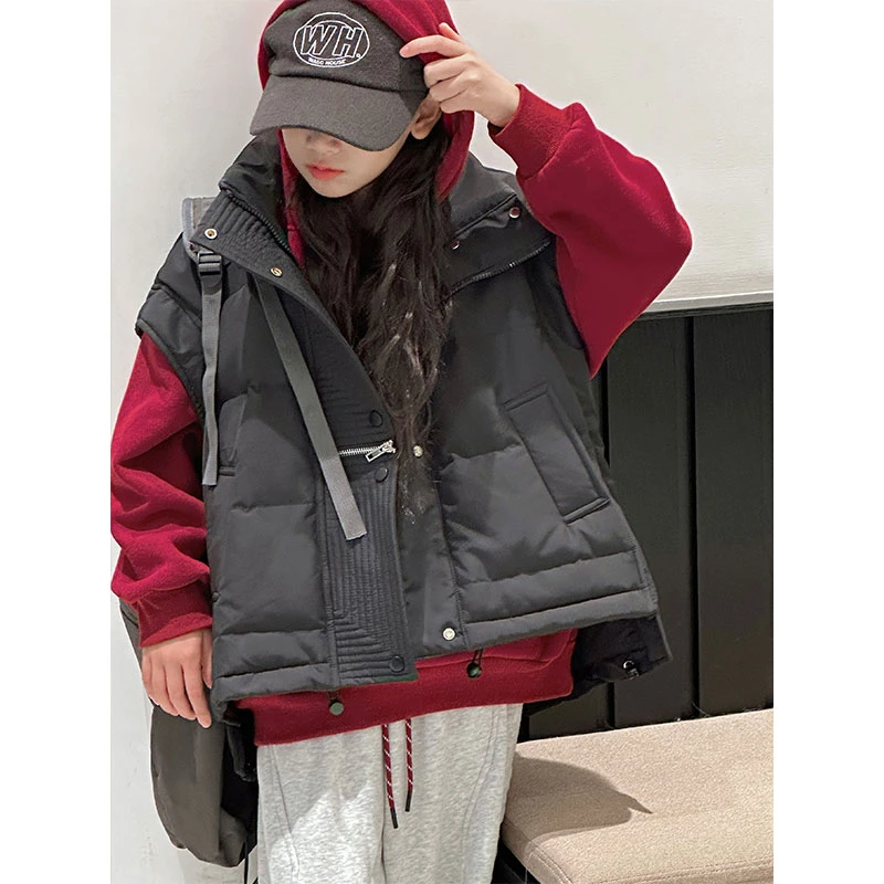 K27383女童羽绒马甲2025新款秋冬装儿童保暖背心上衣大童坎肩保暖