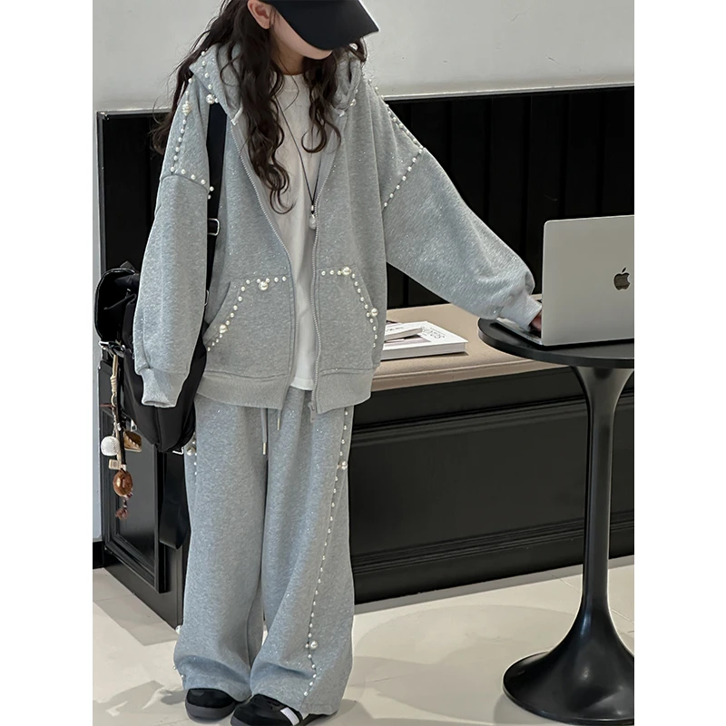 K27393孙小美女童连帽套装2025新款秋冬装卫衣两件套加绒加厚