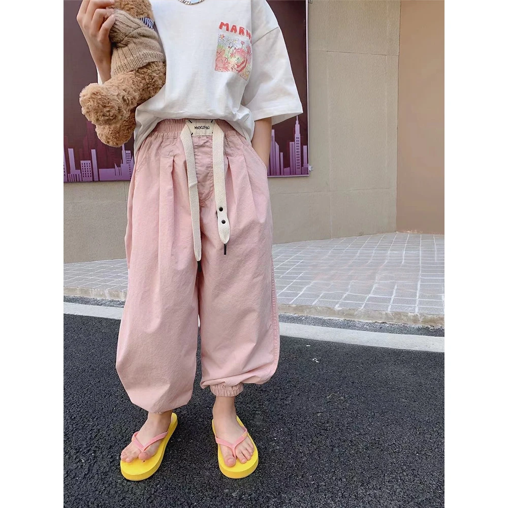 K23712女童休闲裤儿童裤子新款夏装2025韩版时髦女大童束脚裤女孩