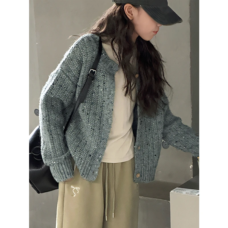 K27492孙小美彩砂女童毛衣2025新款秋冬装儿童开衫时髦上衣潮