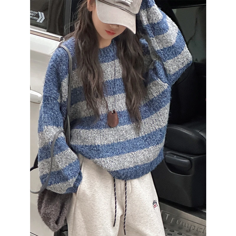 K27507女童毛衣针织衫2025秋冬新款儿童条纹休闲上衣洋气打底衫潮