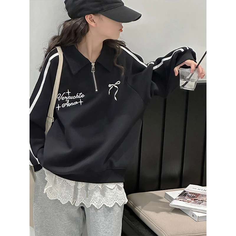 K27093孙小美半拉链女童加绒加厚卫衣秋冬装儿童上衣2025新款