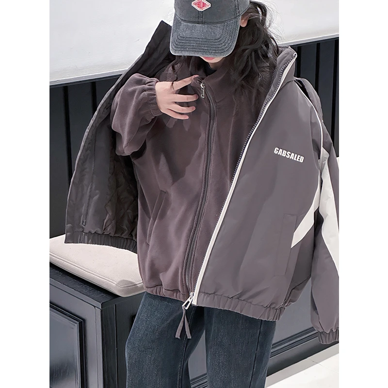 K27708可拆卸三合一女童夹棉冲锋衣2025新款秋冬装连帽外套加厚潮