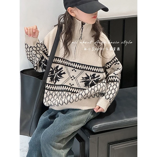 k25396韩国童装女大童polo领毛衣儿童针织衫2025秋冬装新款打底衫