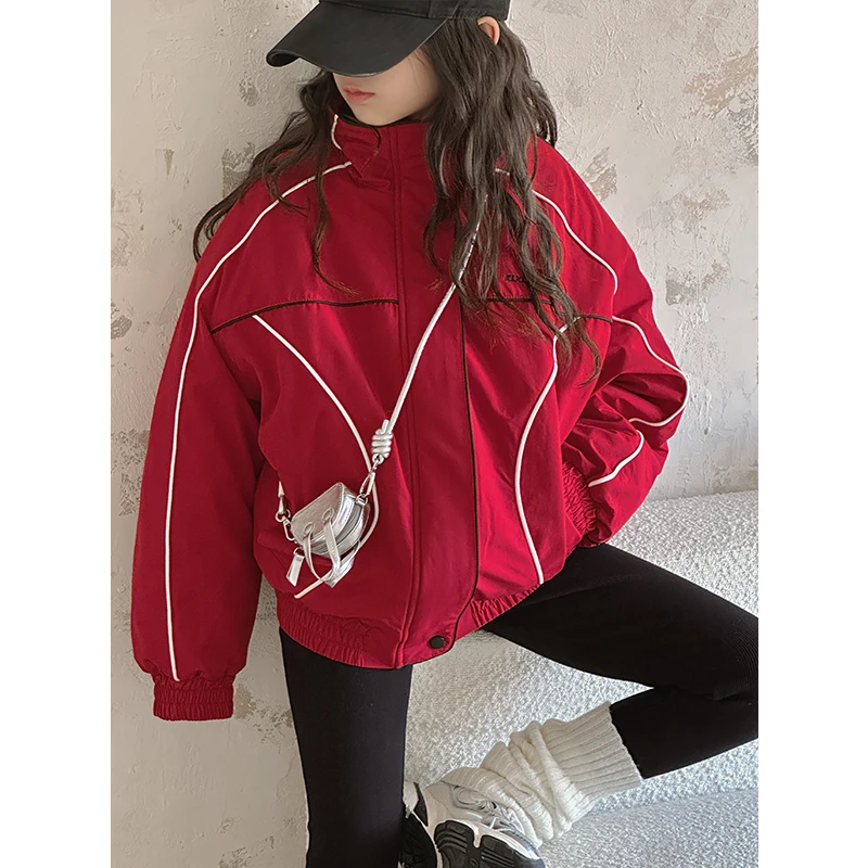 K27704孙小美女童夹棉外套秋冬装2025新款儿童棒球服加厚上衣