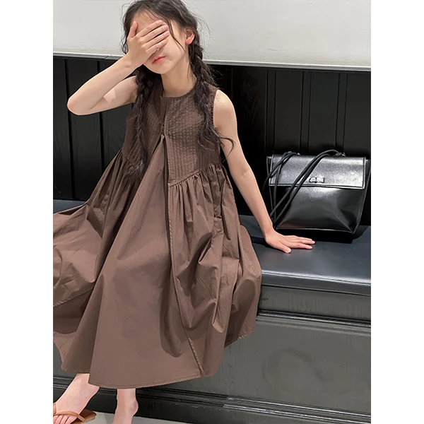 K24092高级感2025女童连衣裙夏装新款儿童背心裙子无袖A字裙女孩