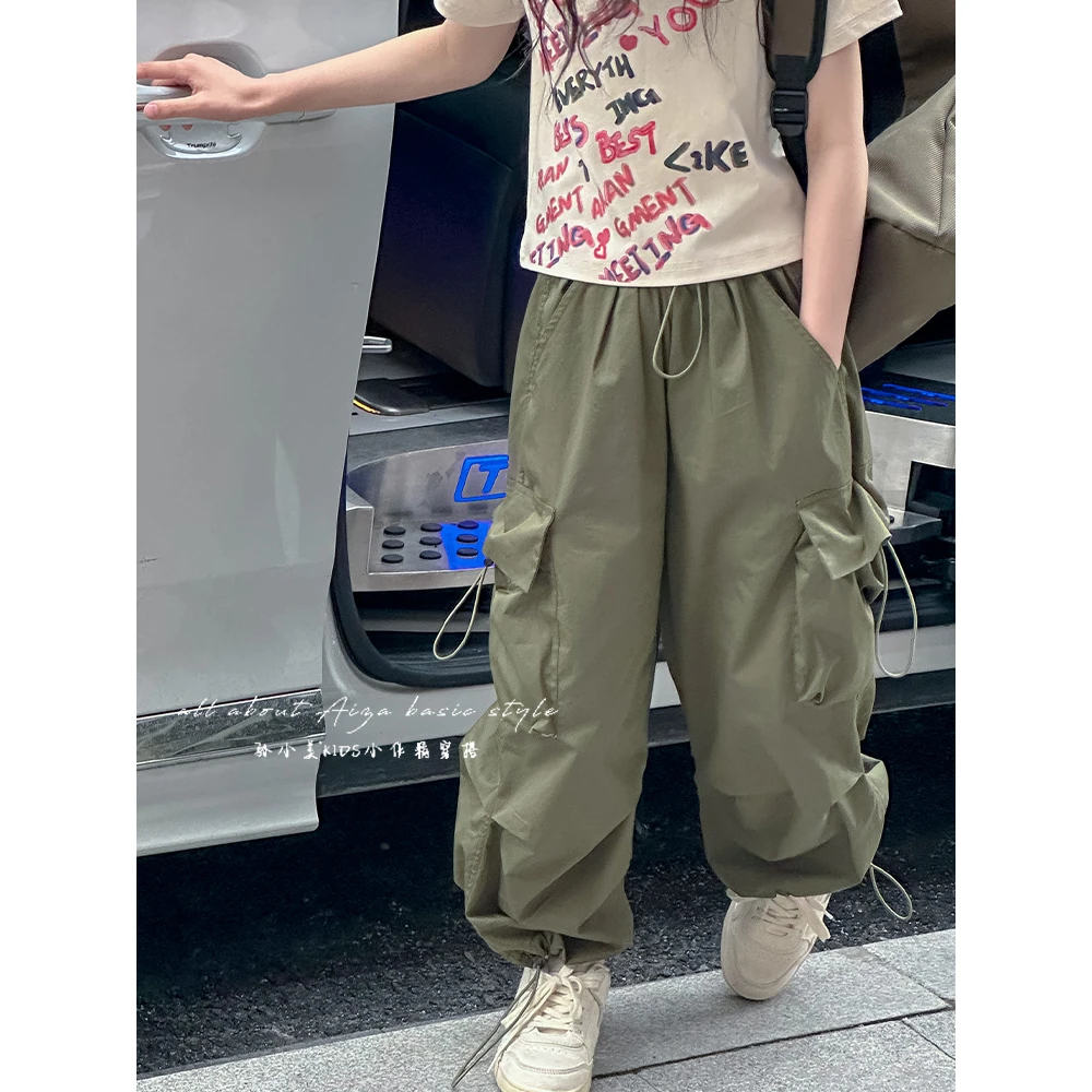 K24026韩国原创设计童装女童工装裤薄款夏装儿童休闲裤2025新款潮