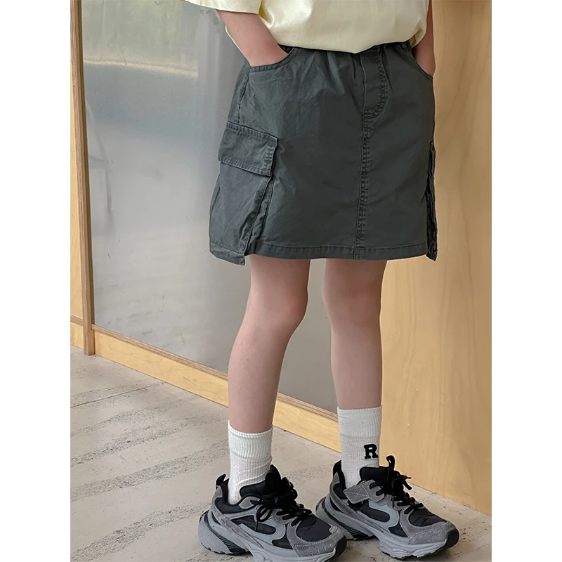 K26295大口袋女童工装裙短裙2025夏装新款儿童裙子休闲洋气半身裙