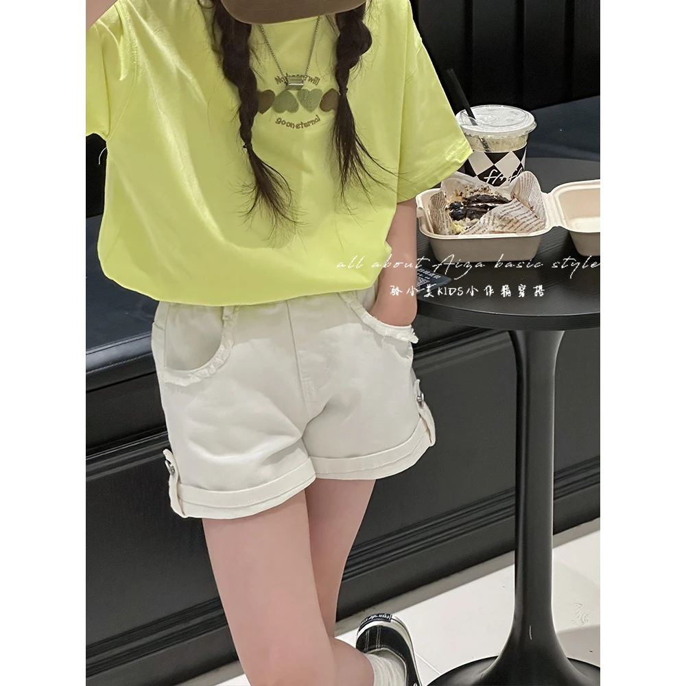 K23684韩国原创童装女童短裤2025夏季新款休闲裤修身洋气儿童裤子
