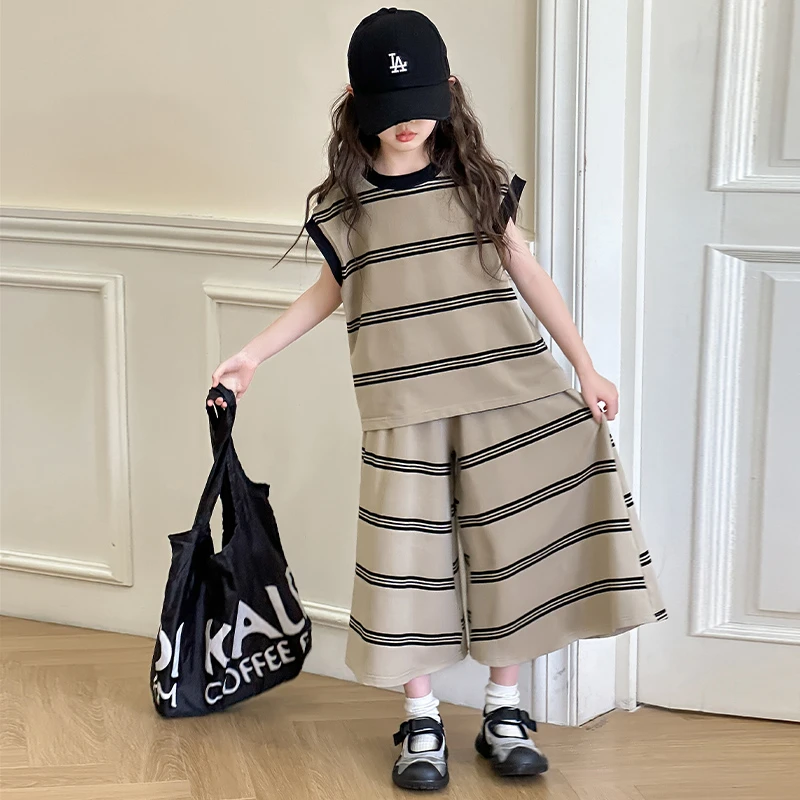 女童套装时尚休闲夏季宽松无袖两件套