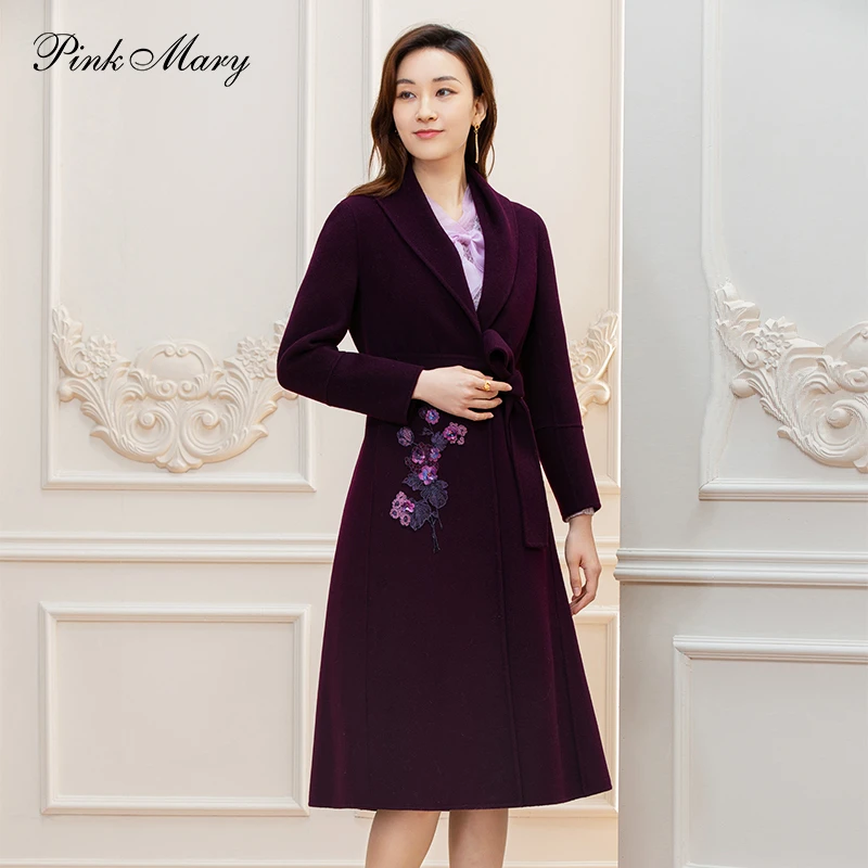 Pink Mary/粉红玛琍冬季新品双面毛呢大衣PMALW6115