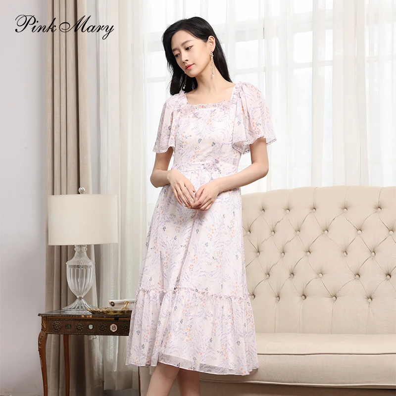 Pink Mary/粉红玛琍气质时尚蕾丝法式碎花连衣裙PMAMS5060