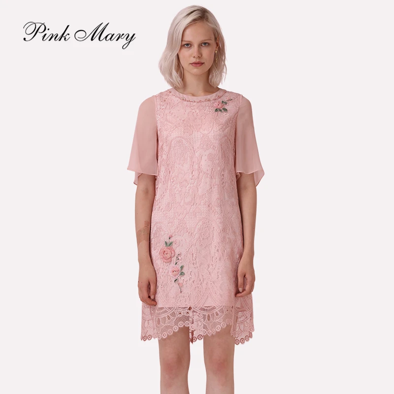 Pink Mary/粉红玛琍直筒蕾丝连衣裙PMAJS5036
