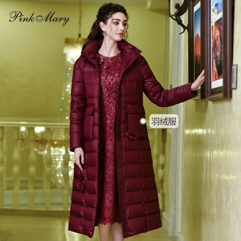 Pink Mary/粉红玛琍新款冬季轻奢长外套PMANW7512