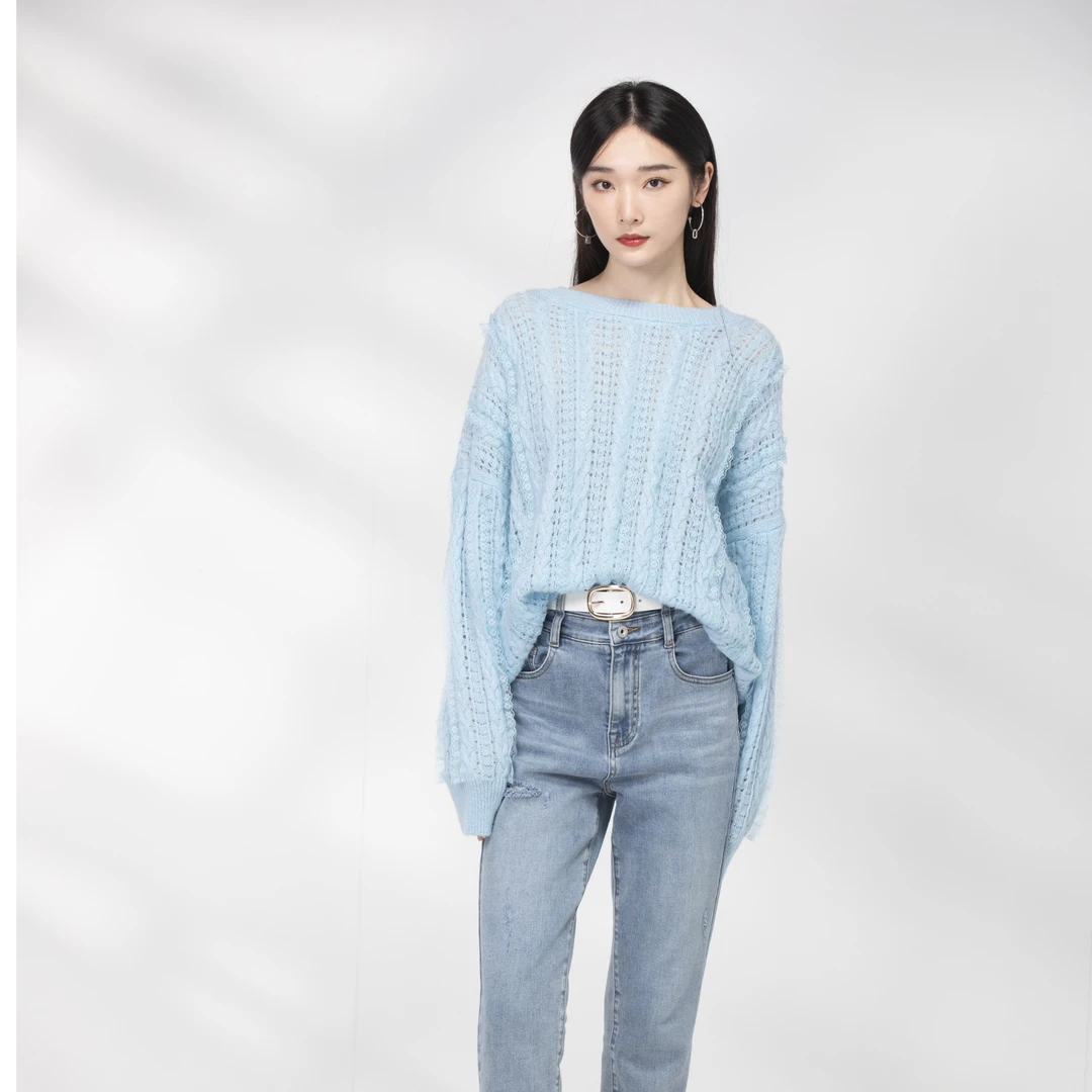 Pink Mary Miss针织加绒百搭秋冬时尚套头圆领纯色毛衣PMMMW8003