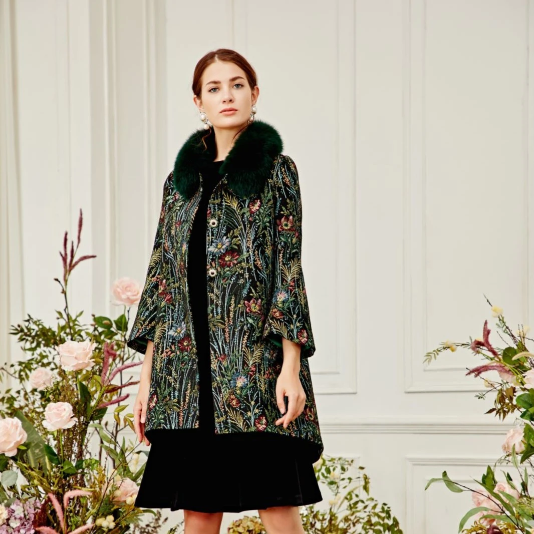 Pink Mary/粉红玛琍七分袖长款女大衣PMAHW6602